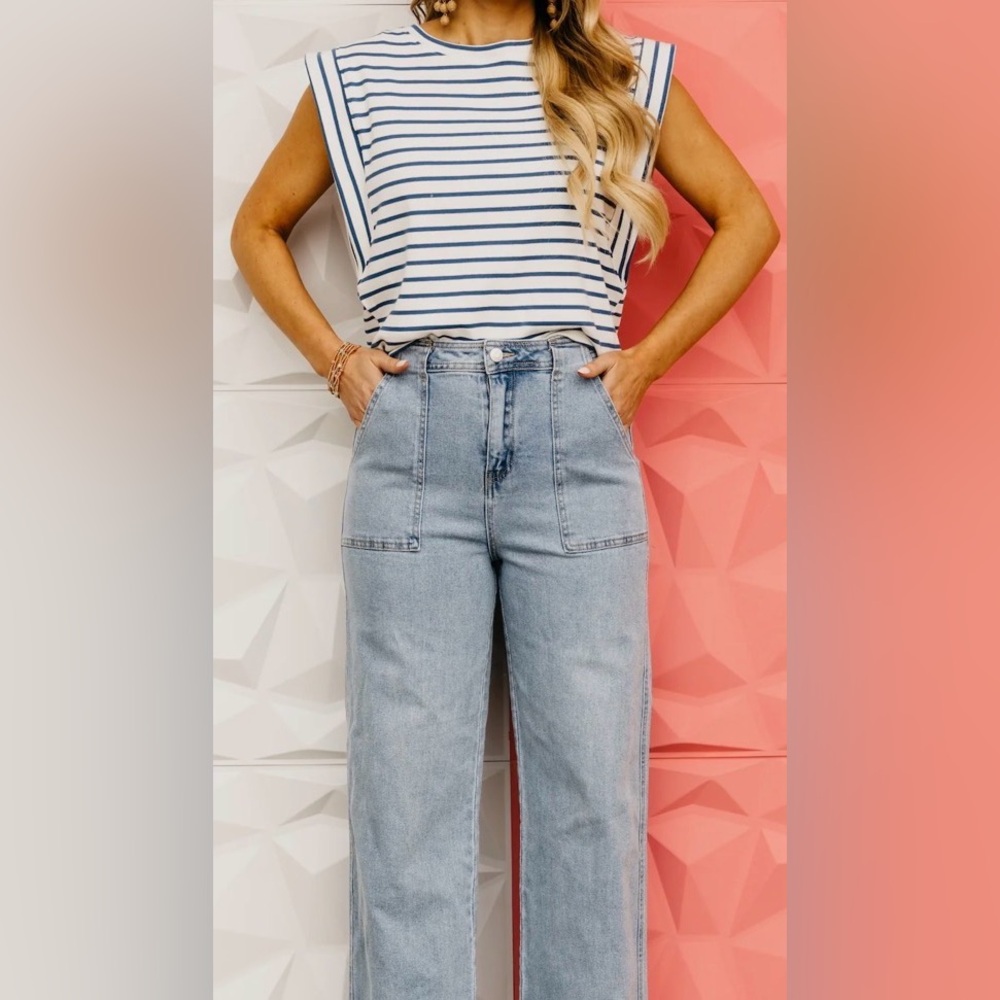 GOGO Women's Straight Leg Jeans - Light Blue - Picture 3 of 6